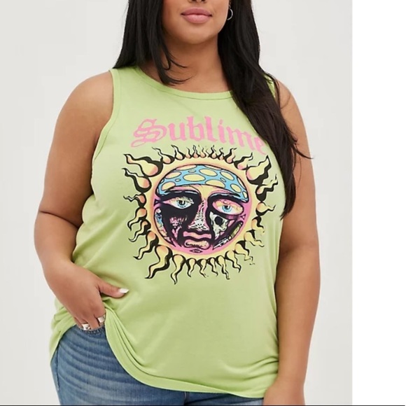 TORRID NWT CLASSIC CREW TANK - COTTON SUBLIME LIME GREEN 0651 - Picture 2 of 6